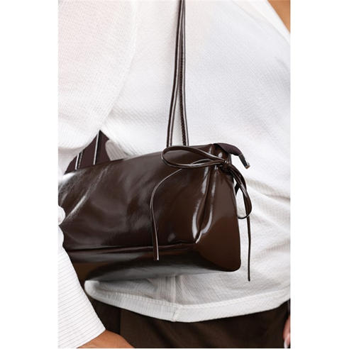 Wheres That From - Glossy Black Patent Handheld Shoulder Bag