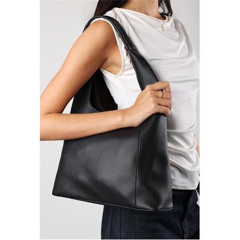 Wheres That From - Luxury Black Shoulder Tote Bag With Minimalist Design