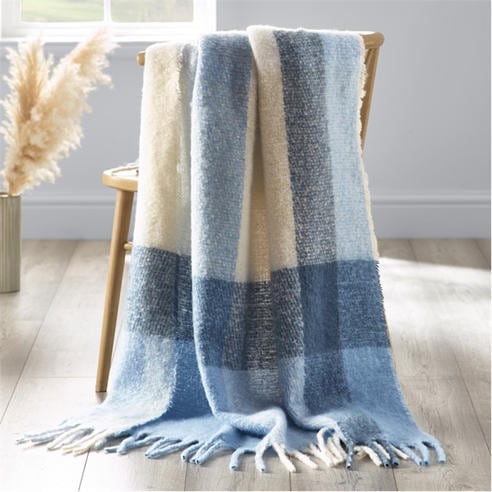 Catherine Lansfield - Faux Mohair Check Sofa Throw