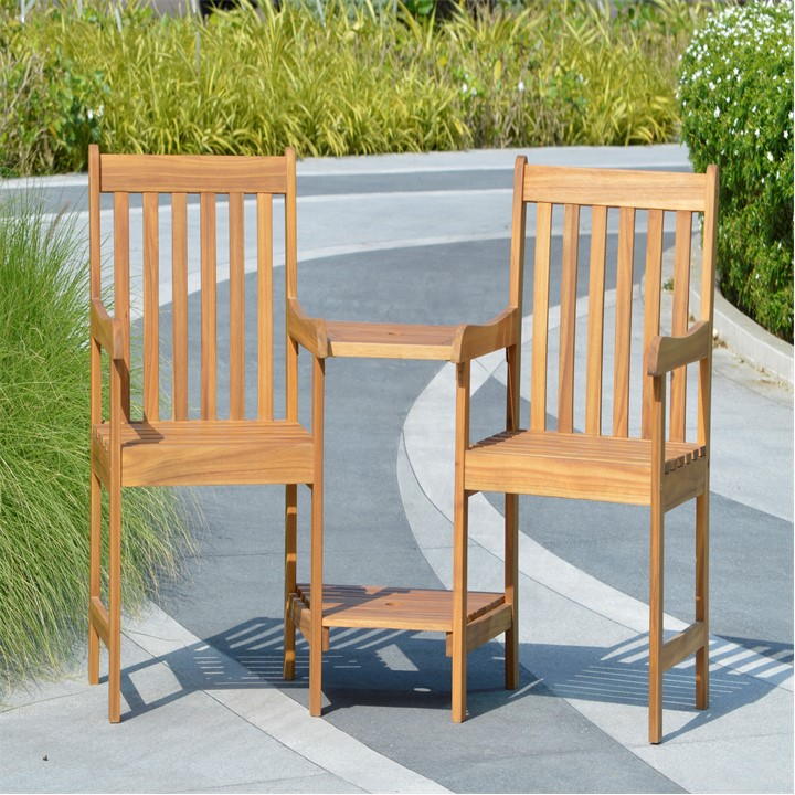 Linea Siena Acacia Wood Love Seat - Neutral