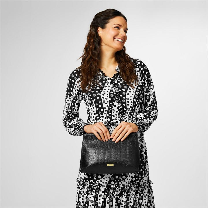 BIBA BIBA LEATHER FILIGREE EMBOSSED CLUTCH BAG