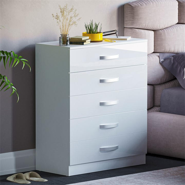 Lassic Unisex White Vida Designs Hulio 5 Drawer Chest