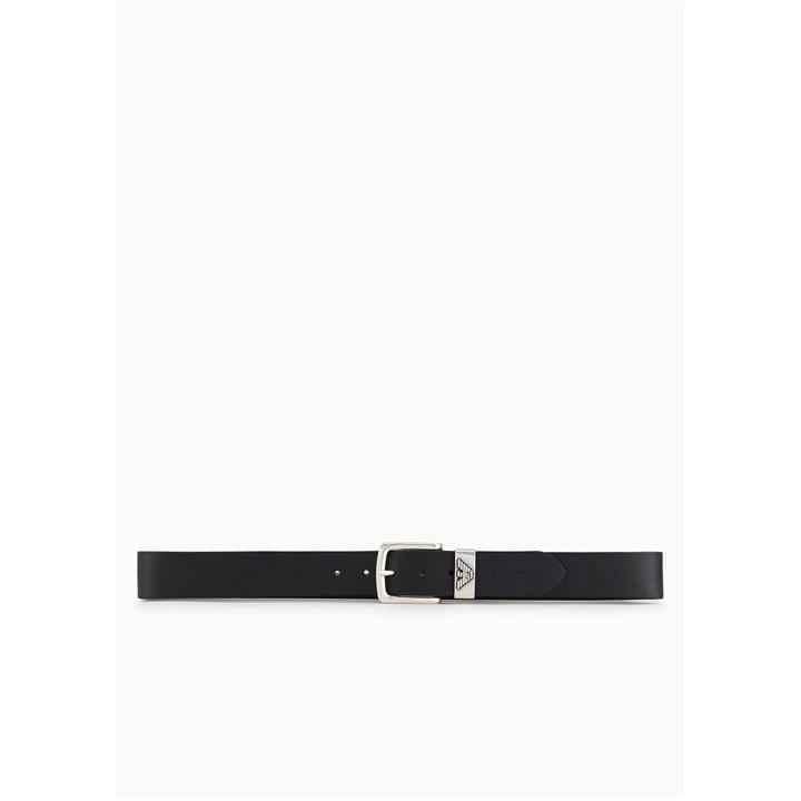 Emporio Armani Men's Black Leather Belt With Logo Buckle 2XL