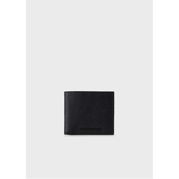 Emporio Armani Men's Black Tumbled Leather Bifold Wallet