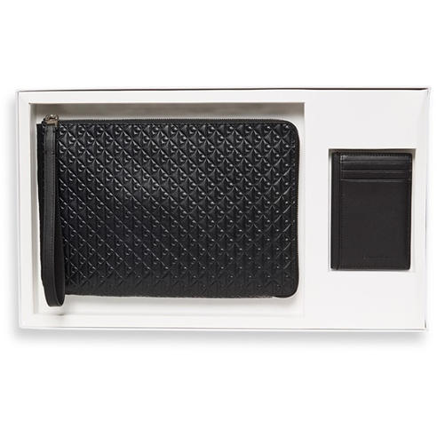 Calvin Klein - Men's Embossed Emblem Zipped Pouch & Cardigan Case Gift Set