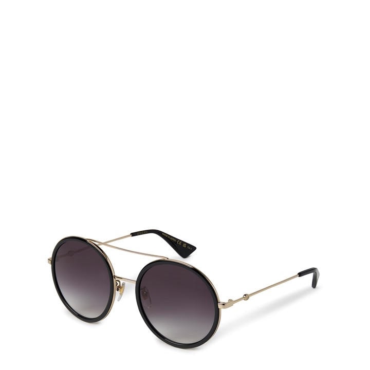 Gucci Stripe Round Pilot Sunglasses In Gold