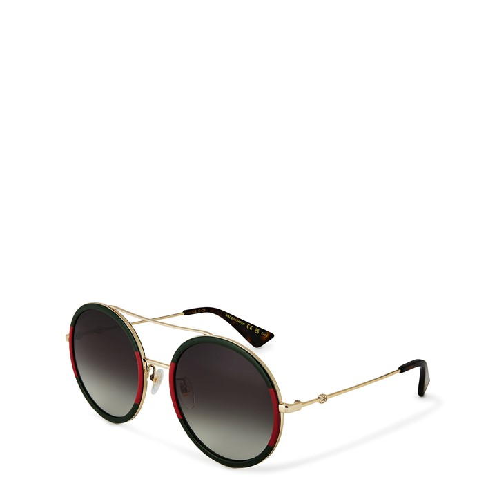 Gucci Stripe Round Pilot Sunglasses In Brown