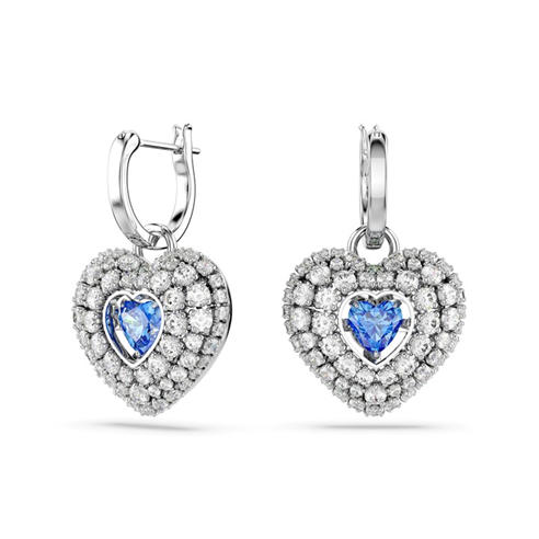 SWAROVSKI - Idyllia Drop Earrings Heart Blue Rhodium Plated