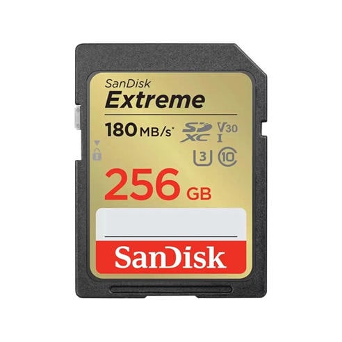 SanDisk - 256GB Extreme SDXC card SD card up to 180MB/s V30 Memory card UHS-I Class 10 U3 V30