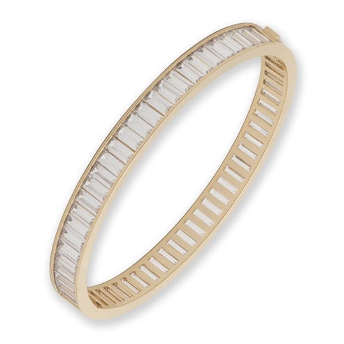 Lauren by Ralph Lauren - Lauren Ralph Lauren Gold Tone & Crystal Baguette Hinge Bangle