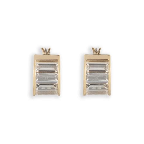 Lauren by Ralph Lauren - Lauren Ralph Lauren Gold Tone & Crystal Baguette Hoop Earrings