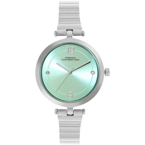 French Connection - Silver Case Round Shape Silver Strap Quartz Watch