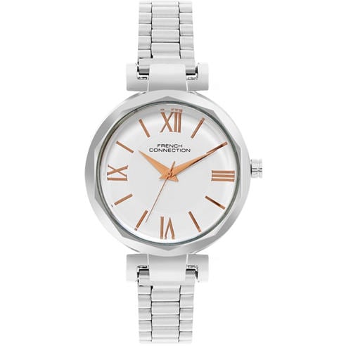 French Connection - Silver Case Round Shape Silver Strap Quartz Watch