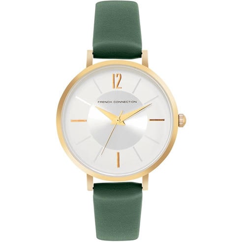 French Connection - French Connection Rose Case Round Shape Green Strap Quartz Watch
