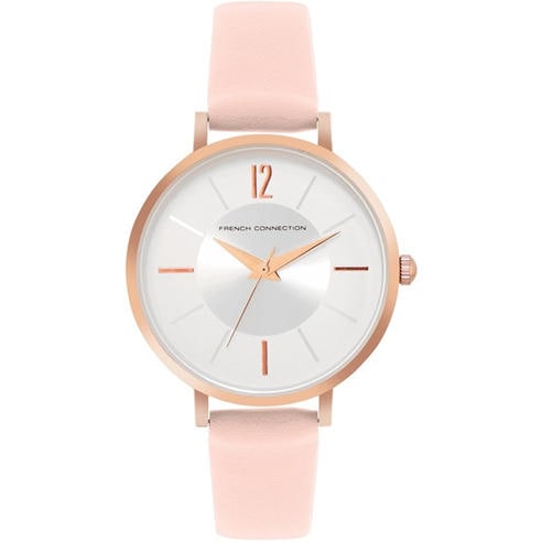 French Connection - Rose Case Round Shape Pink Strap Quartz Watch