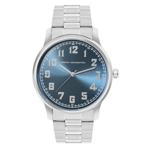 French Connection - Silver Case Round Shape Silver Strap Quartz Watch