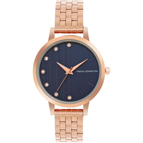 French Connection - French Connection Rose Case Round Shape Rose Strap Quartz Watch