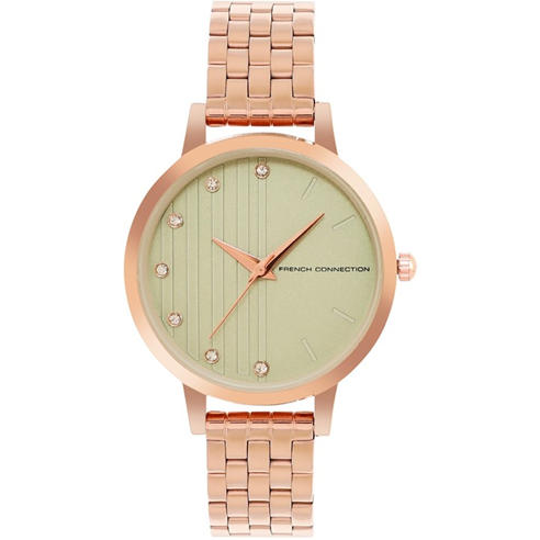 French Connection - French Connection Rose Case Round Shape Rose Strap Quartz Watch