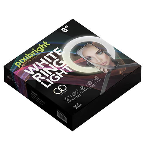 Pixibright - White Ring Light Selfie Sticks