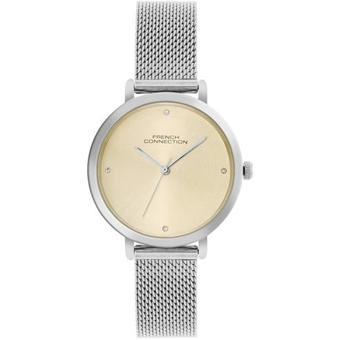 FCUK - Silver Case Round Shape Silver Strap Quartz Watch