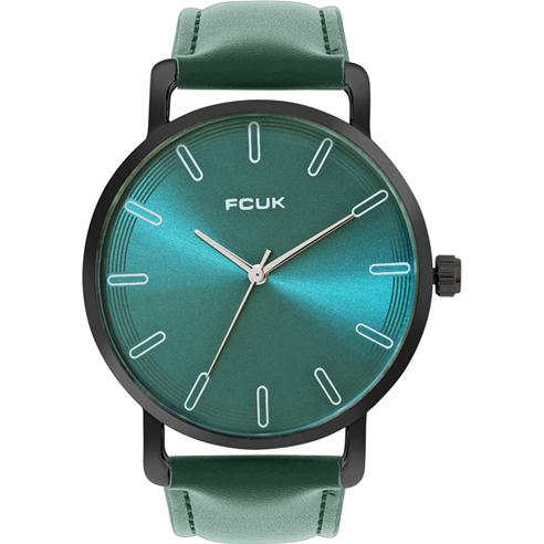 FCUK - Black Case Round Shape Green Strap Quartz Watch