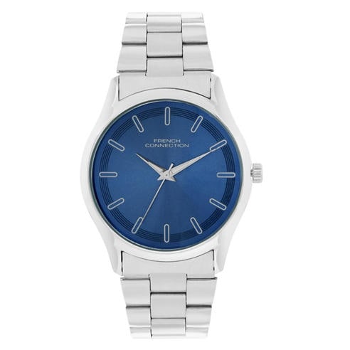 French Connection - Silver Case Round Shape Silver Strap Quartz Watch