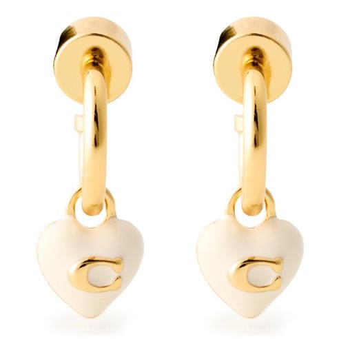 COACH - Women's Enamel Heart Huggie Earrings