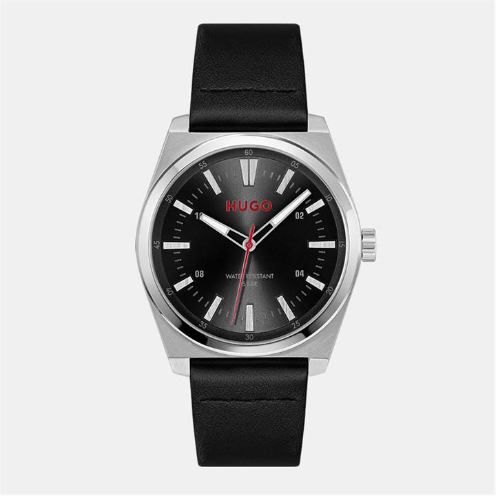 Hugo Men's Black Gents #Ark Leather Strap Watch