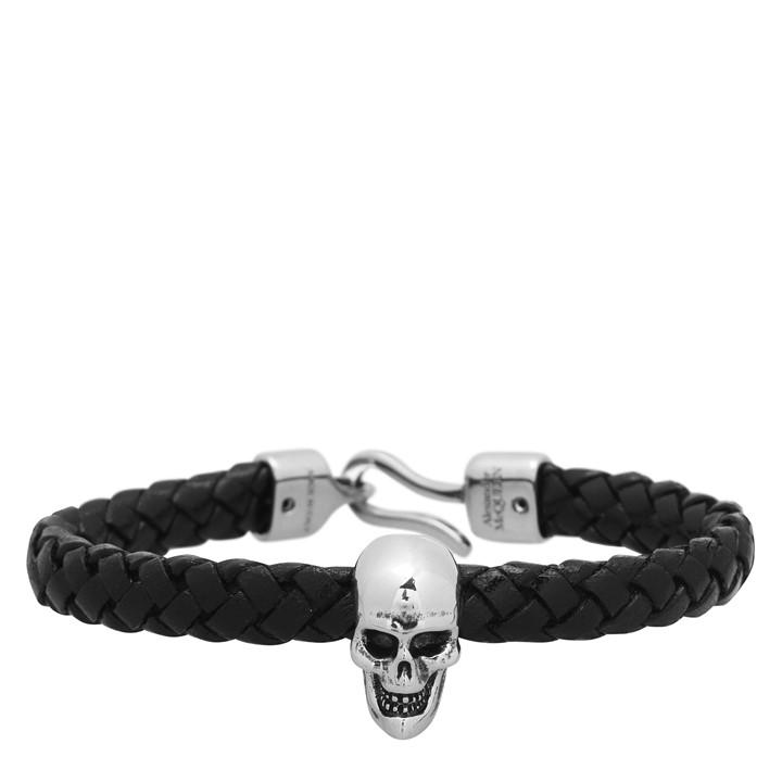 Alexander Mcqueen Men's Black Skull Leather Bracelet