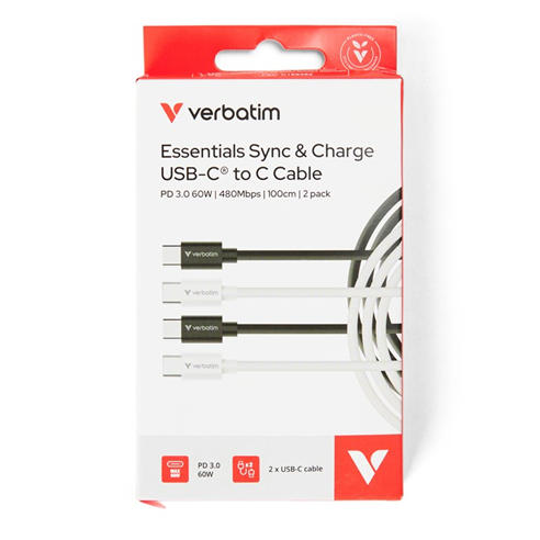 Verbatim - Essentials Sync & Charge USB-C to C Cables 1M 2 pack