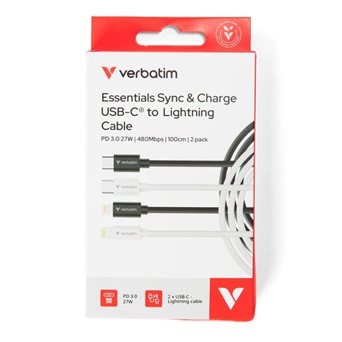Verbatim - Essentials Sync & Charge USB-C to Lightning Cables 1M 2 Pack