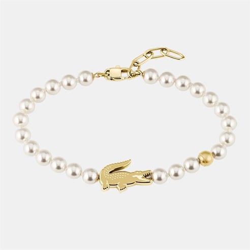 Lacoste - Lacoste Jewellery Mens Matchpoint Glass Pearls and Gold IP Bracelet