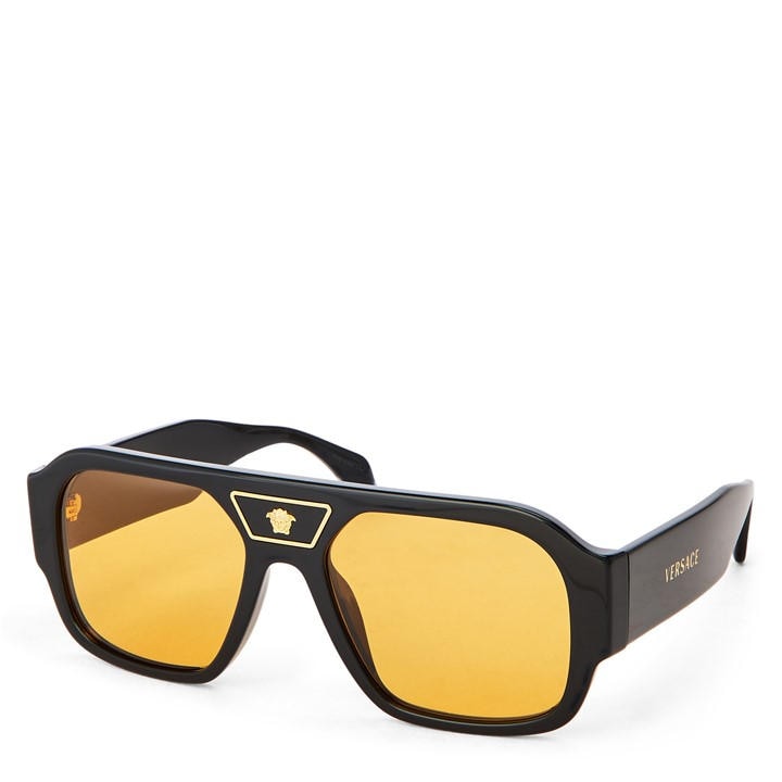 Black/Dark Grey - Versace - Men's 0VE4508U Aviator Sunglasses