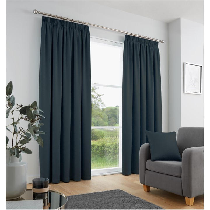 Fusion Unisex Blue Galaxy Dim Out Self Lined Pencil Pleat Curtains 90X90 Inch