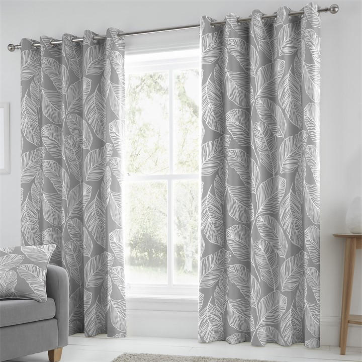 Fusion Unisex Grey Matteo Cotton Pair Of Eyelet Curtains Size 9