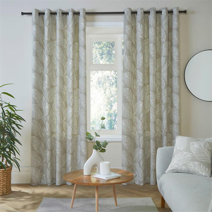 Fusion Unisex Beige Matteo Cotton Pair Of Eyelet Curtains
