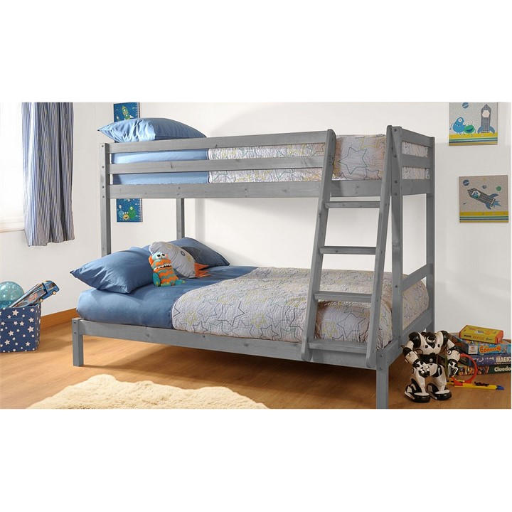 Comfy Living Unisex Kids Grey Triple Sleeper Bunk Bed And Mattress Single
