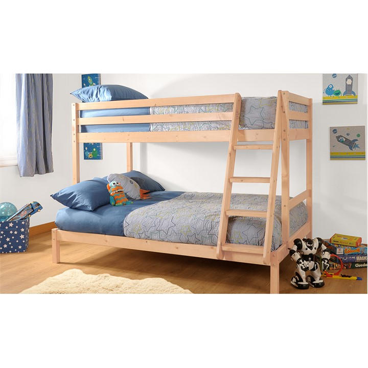 Comfy Living Unisex Kids Green Triple Sleeper Bunk Bed And Mattress Single