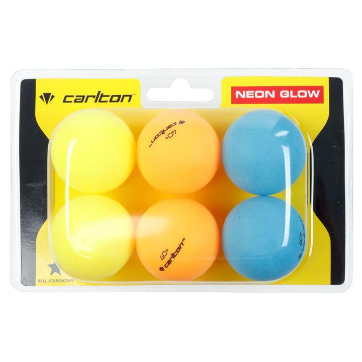 Carlton Yellow Neon Glow Table Tennis Balls 6 Pack Adults -