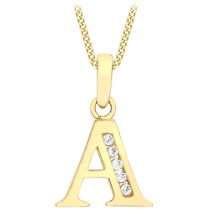 Be You Women's Gold 9Ct Cz Initial Necklace