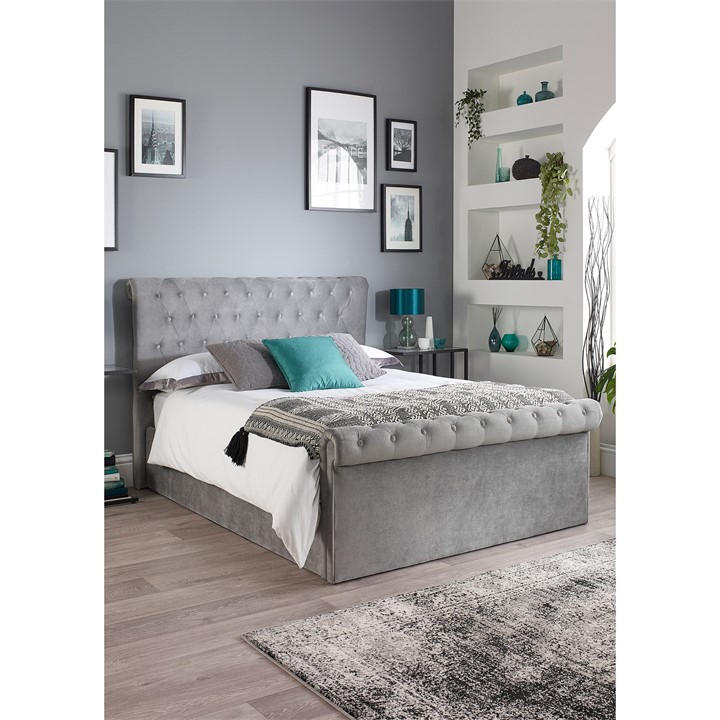Aspire Unisex Grey Chesterfield Ottoman Bed Superking