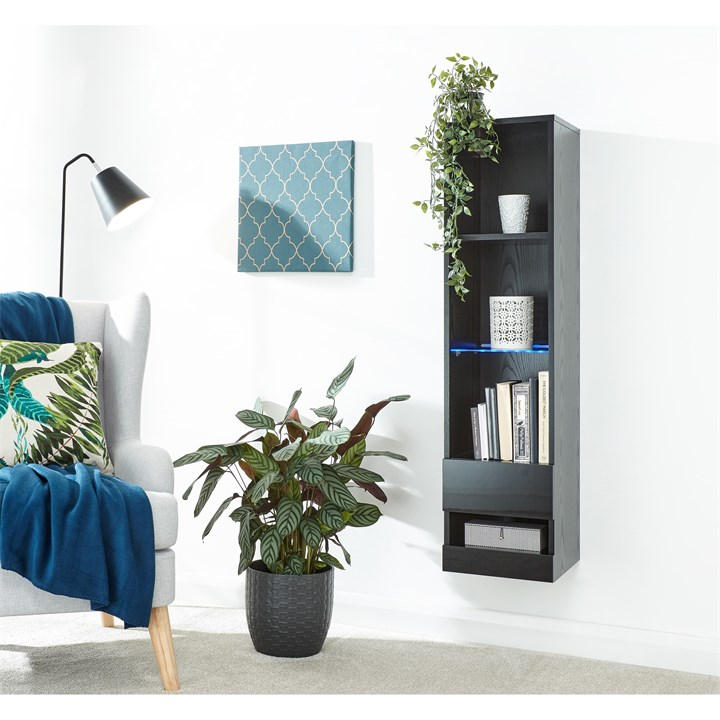 Gfw Unisex Black Galicia Tall Shelf Unit With Led
