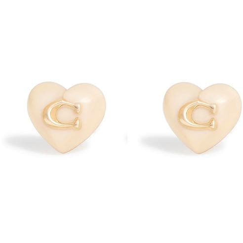 COACH - Women's Heart Pearl Gold Stud Earrings