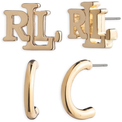 LAUREN BY RALPH LAUREN - Lauren Ralph Lauren Gold Logo & Hoop Earring Set