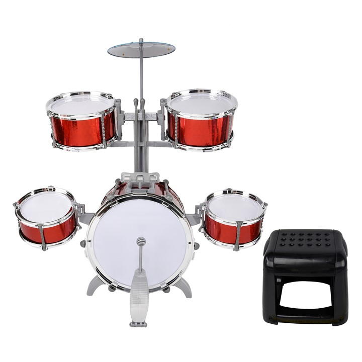 Toylife Toy Drum Set and Stool - Red