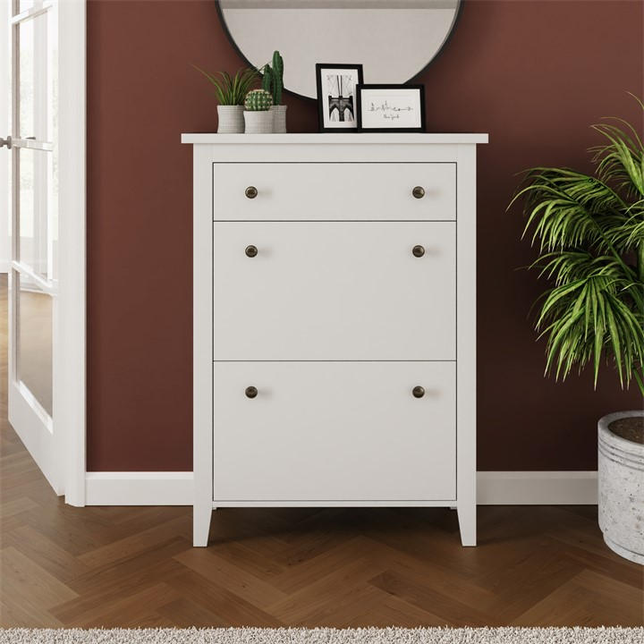 Gfw Unisex White Deluxe Two Tier Shoe Cabinet