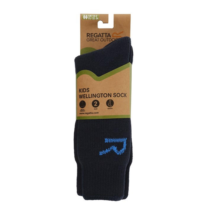 Regatta Girls Blue Kids 2 Pack Wellington Sock Uk Size 3-5.5