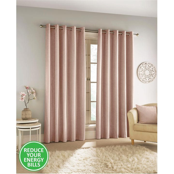 ENHANCED LIVING SAVOY 100% BLACKOUT EYELET CHENILLE CURTAINS