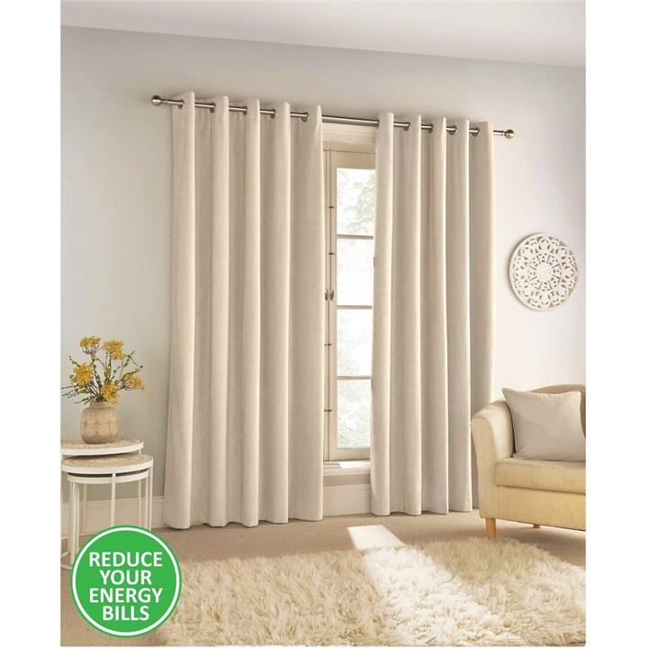 ENHANCED LIVING SAVOY 100% BLACKOUT EYELET CHENILLE CURTAINS