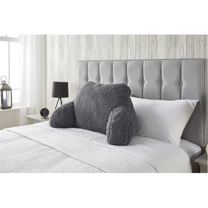 Downland Unisex Grey Teddy Fleece Cuddle Cushion